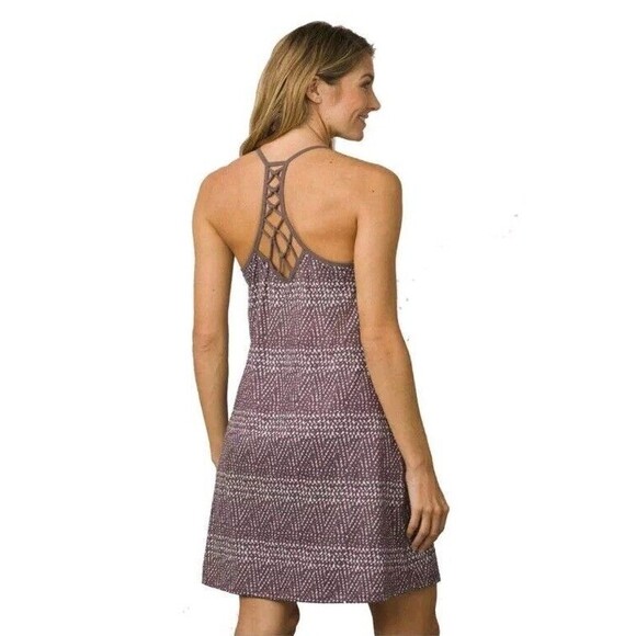 Prana Womens Elixir Activewear Tank Dress Tennis‎ Lattice Racerback Plum Sz XL - Picture 2 of 9